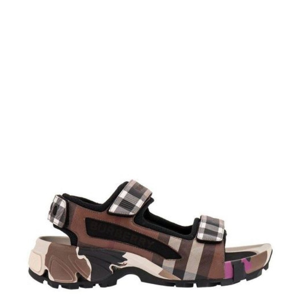 BURBERRY ARTHUR PRINT GRIP SPORTY(DESIGNER DAD)SANDALS DARKBIRCH BROWNCHK 11B/41